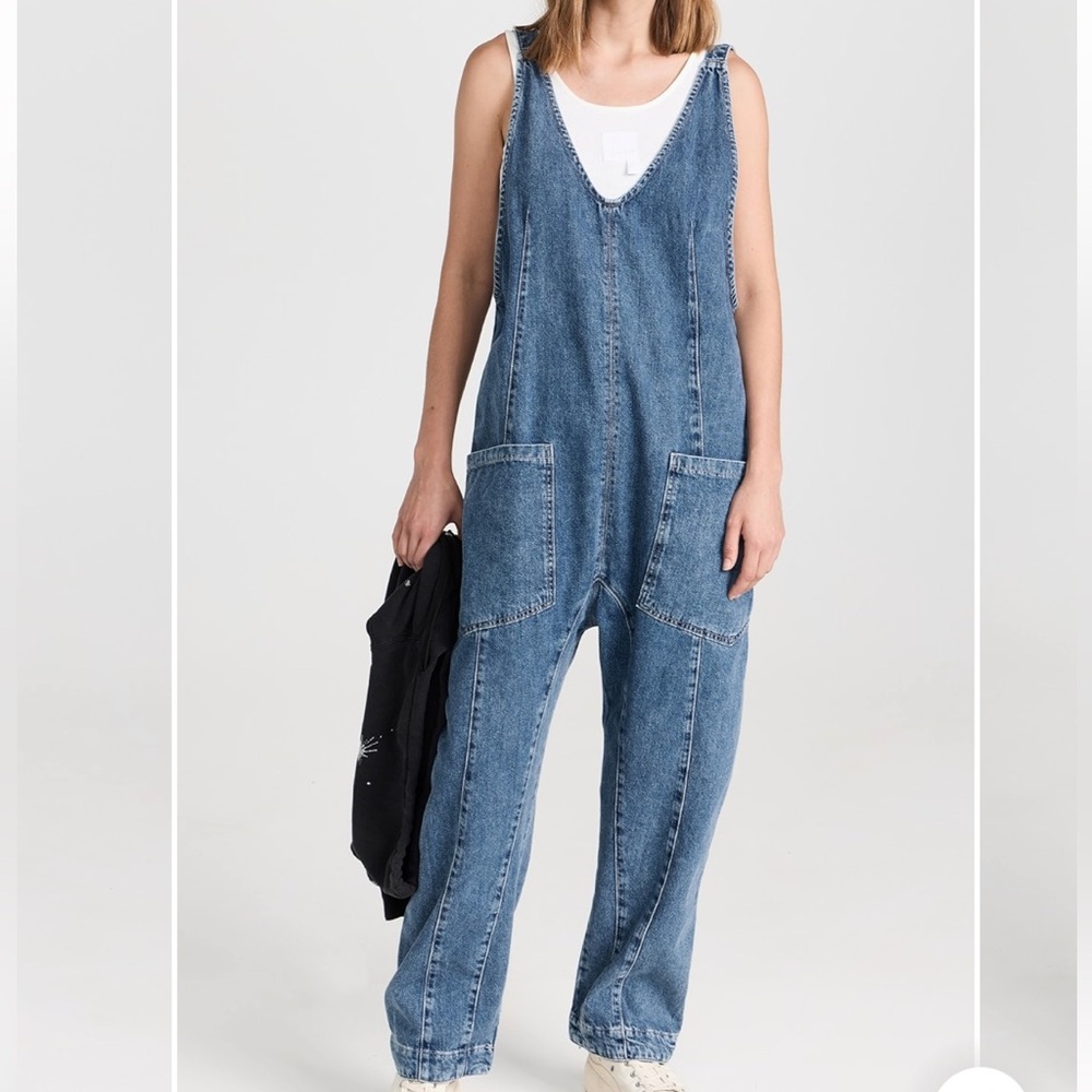 We The Free Blue Denim Jumpsuit